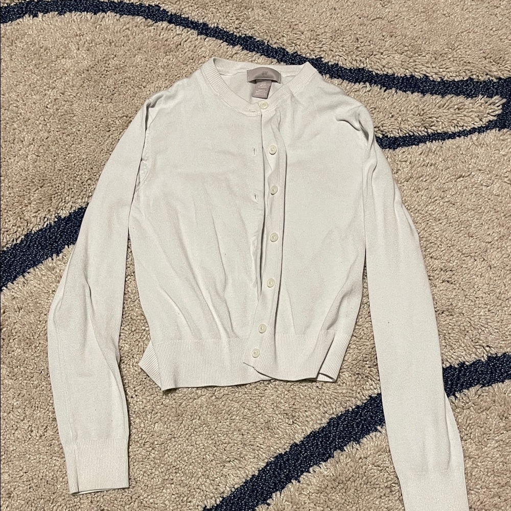 H&M White Button-Up Cardigan